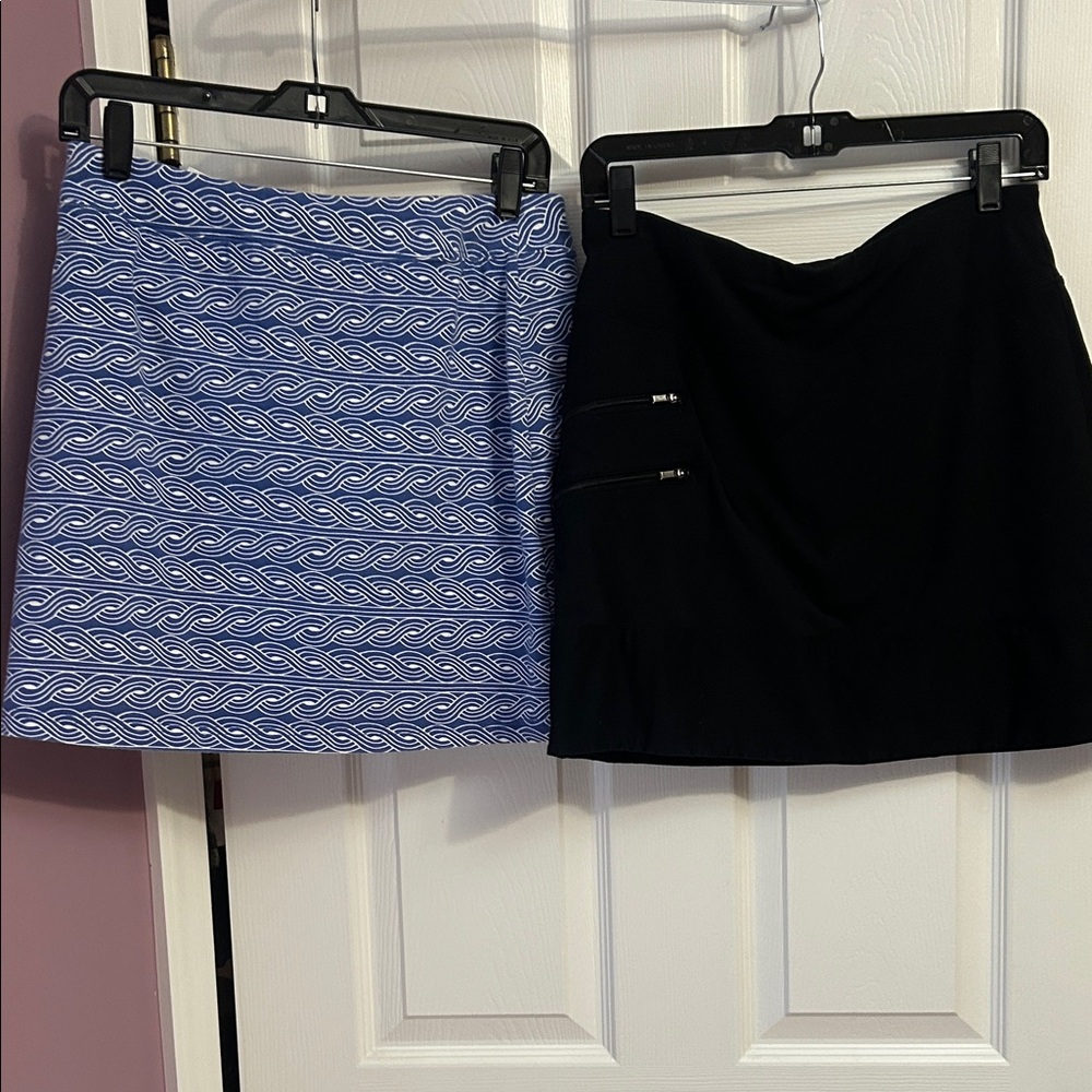 Athleta Mini Skirt Set in Blue Wave and Black